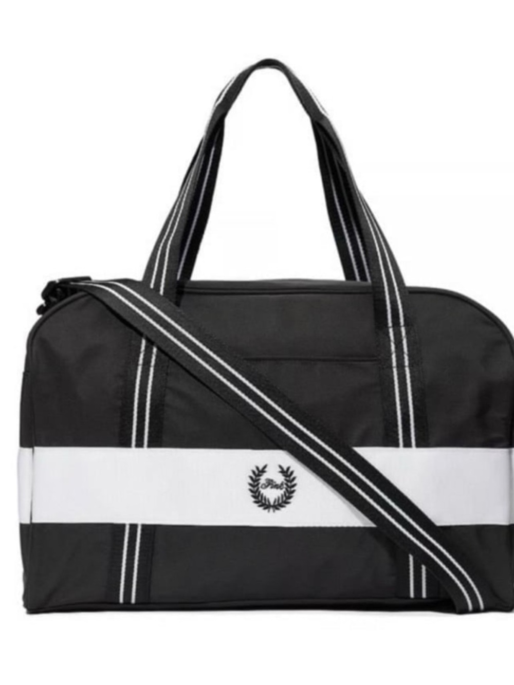 Pink Travel Duffel Bag with Striped Strap